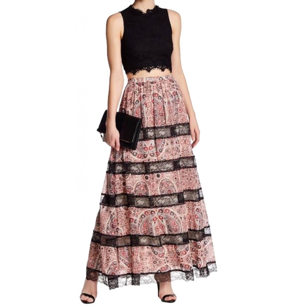 Alice + Olivia Hetty Paisley Lace Maxi Skirt